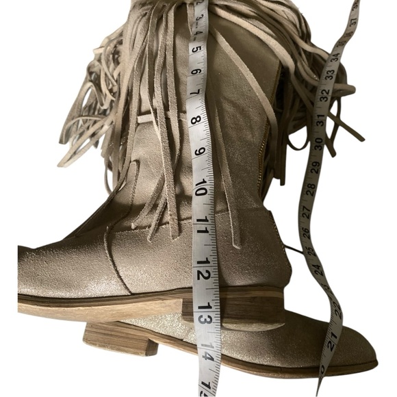 Joyfolie Willowbark Fringe Boots Youth Knee-High Suede Faux Fur Lining Cowgirl - Picture 5 of 11